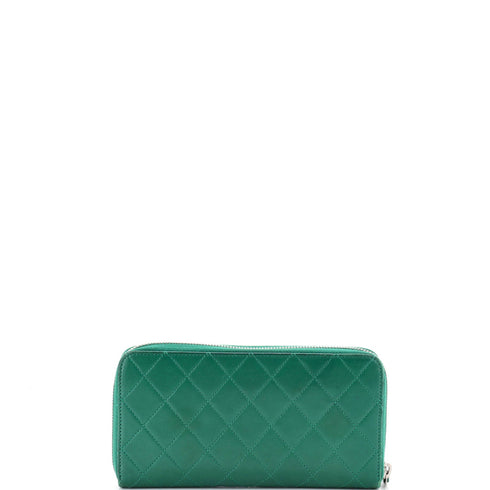 Zip Around Wallet Quilted Lambskin Long