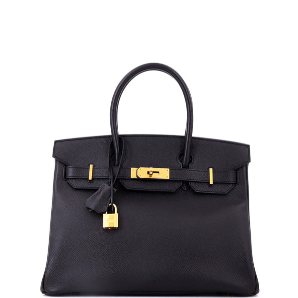 Birkin Handbag Noir Epsom with Gold Hardware 30