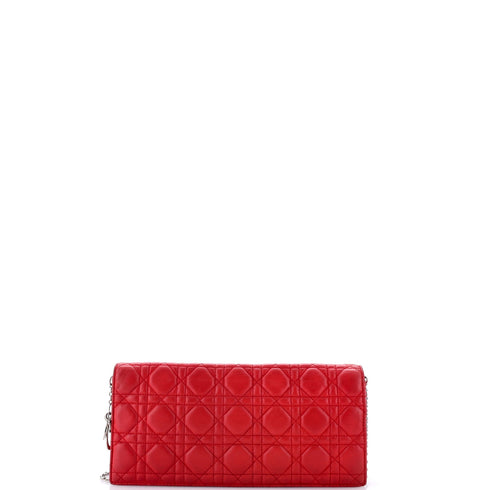 Lady Dior Convertible Chain Clutch Cannage Quilt Leather Long