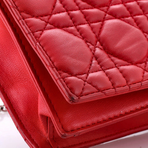Lady Dior Convertible Chain Clutch Cannage Quilt Leather Long
