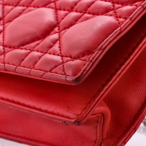 Lady Dior Convertible Chain Clutch Cannage Quilt Leather Long