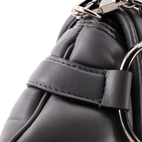 Horsebit Chain Shoulder Bag Vertical Quilted Leather Small