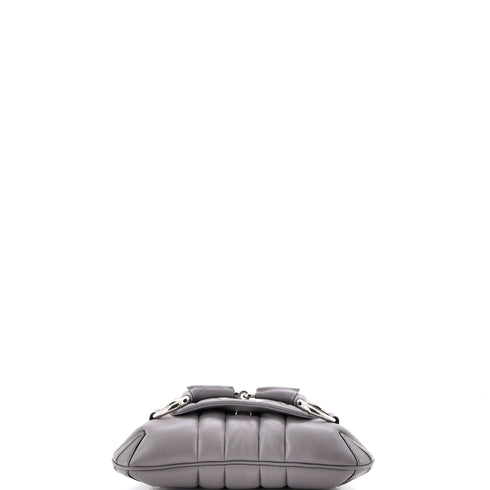 Horsebit Chain Shoulder Bag Vertical Quilted Leather Small