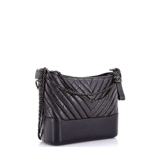 So Black Gabrielle Hobo Chevron Aged Calfskin Medium