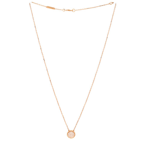 Perlee Round Pendant Necklace 18K Rose Gold and Diamonds