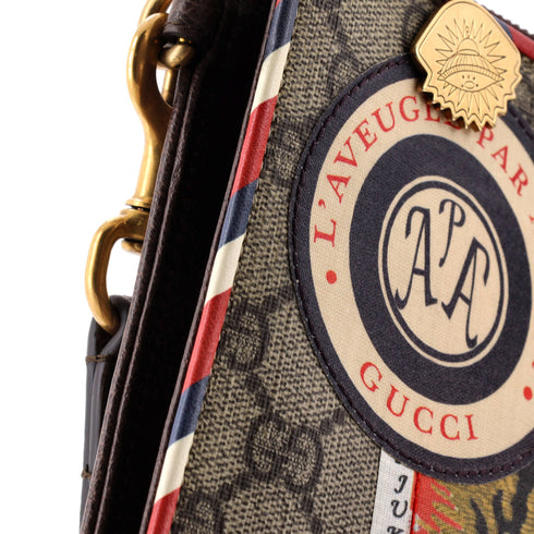 Courrier Pouch GG Coated Canvas with Applique