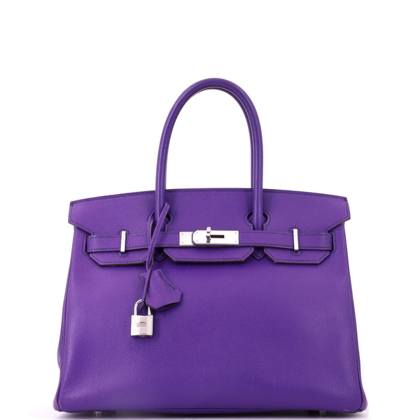 Birkin Handbag Crocus Epsom with Palladium Hardware 30