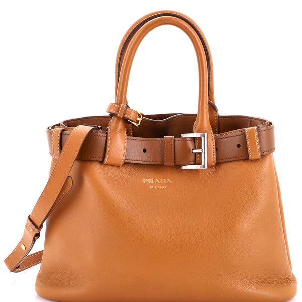 Buckle Belted Tote Bag Leather Medium