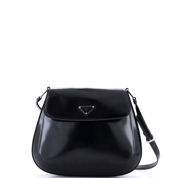 Cleo Flap Shoulder Bag Spazzolato Leather Large
