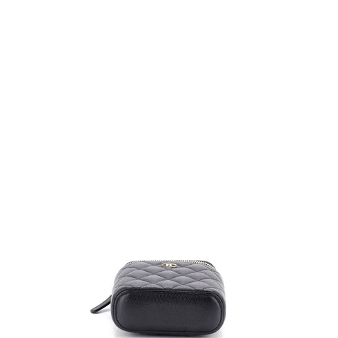 Vertical Classic Vanity Case with Chain Quilted Caviar Mini