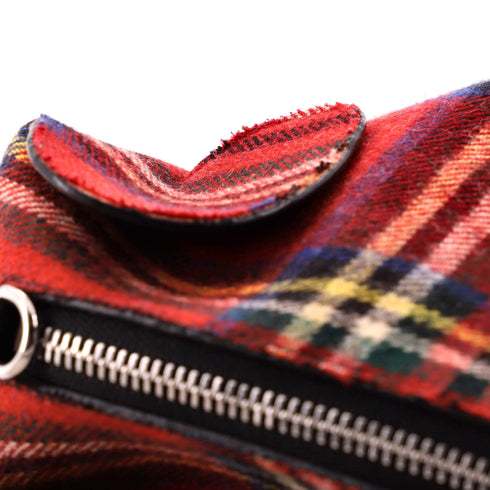 Elephant Crossbody Bag Tartan Wool and Leather Mini