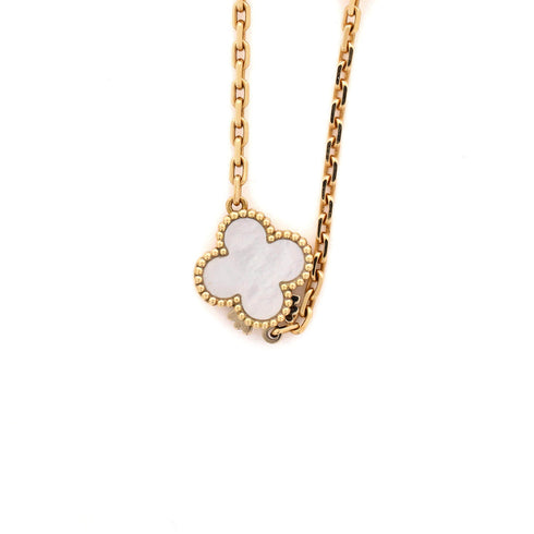 Magic Alhambra 11 Motifs Long Necklace 18K Yellow Gold and Mother of Pearl