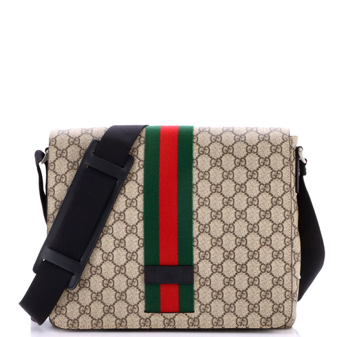 Web Flap Messenger Bag GG Coated Canvas Medium