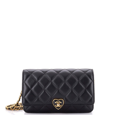 Coco Love CC Heart Wallet on Chain Quilted Lambskin