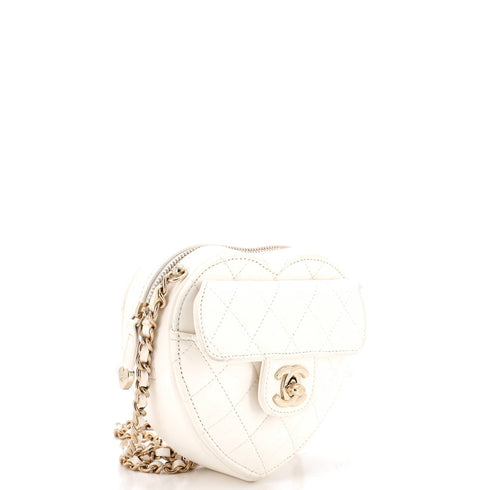 CC in Love Heart Clutch with Chain Quilted Lambskin
