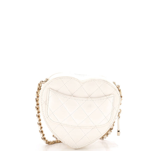 CC in Love Heart Clutch with Chain Quilted Lambskin
