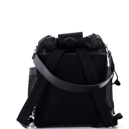 Double Pocket Drawstring Backpack Zucca Canvas with Leather