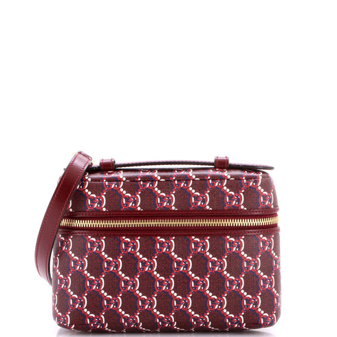 Emblem Top Handle Vanity Bag GG Shadow Coated Canvas Small
