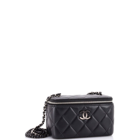 Ombre Classic Vanity Case with Chain Quilted Lambskin Small