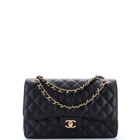 Classic Double Flap Bag Quilted Caviar Jumbo