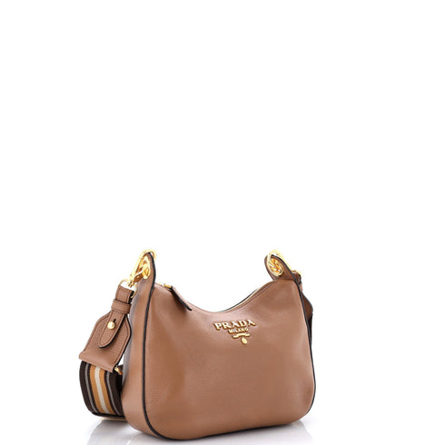 Striped Strap Zip Hobo Vitello Phenix Small