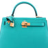 Kelly Handbag Bleu Paon Epsom with Gold Hardware 28