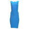 Women's Herve Leger Bandage Wide Neckline Midi Dress in Blue Rayon