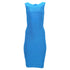 Women's Herve Leger Bandage Wide Neckline Midi Dress in Blue Rayon
