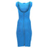 Women's Herve Leger Bandage Wide Neckline Midi Dress in Blue Rayon