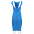 Women's Herve Leger Bandage Wide Neckline Midi Dress in Blue Rayon