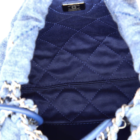 22 Chain Hobo Quilted Studded Denim Mini