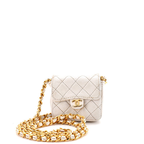 Vintage Square CC Flap Bag Quilted Leather Micro