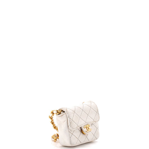 Vintage Square CC Flap Bag Quilted Leather Micro