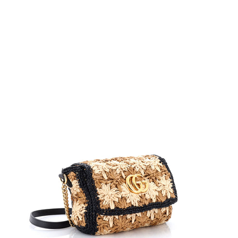 GG Marmont Flap Bag Raffia Small