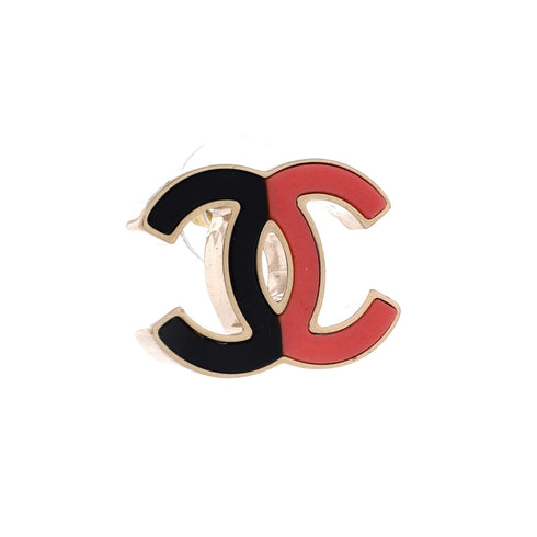 CC Stud Earrings Metal with Enamel