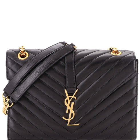 Classic Monogram Envelope Satchel Matelasse Chevron Leather Medium