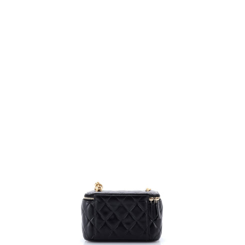 All Slide Long Vanity Case with Chain Quilted Lambskin Small