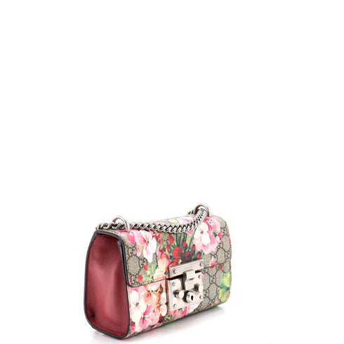 Padlock Shoulder Bag Blooms Print GG Coated Canvas Small