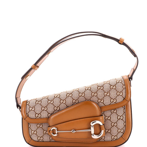 Horsebit 1955 Asymmetric Shoulder Bag GG Canvas with Leather Small