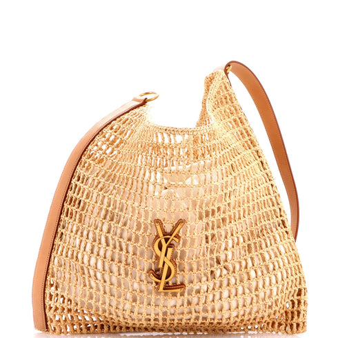 Oxalis Shoulder Bag Raffia Crochet with Leather