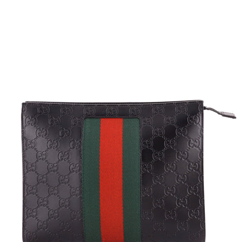 Web Zip Pouch Guccissima Leather