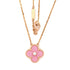 Vintage Alhambra Pendant Necklace 18K Rose Gold and Pink Sevres Porcelain with Diamond
