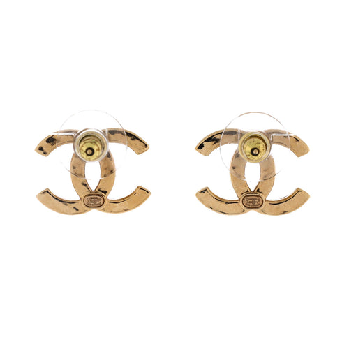 CC Stud Earrings Metal with Crystals