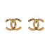 CC Stud Earrings Metal with Crystals