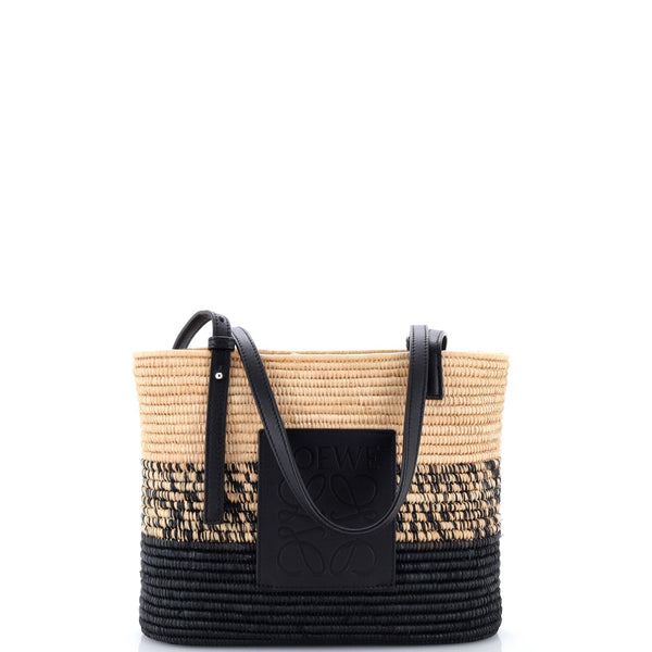 Square Basket Tote Woven Raffia Small