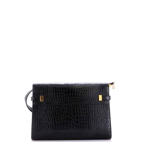 Manhattan Shoulder Bag Crocodile Embossed Leather Medium
