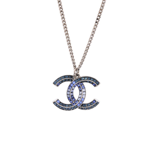 CC Pendant Necklace Metal with Crystals