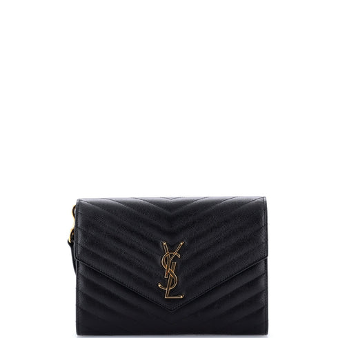 Classic Monogram Envelope Wristlet Clutch Matelasse Chevron Leather