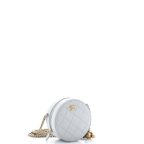 Pearl Crush Round Clutch with Chain Quilted Lambskin