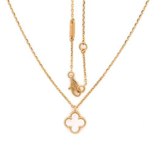 Sweet Alhambra Pendant Necklace 18K Yellow Gold and Mother of Pearl
